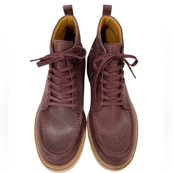 Label Men's Go-To Moc Lace-Up Boot Burgundy/Cloud Cream W/Vibram Size-12 EUC - Picture 4 of 10